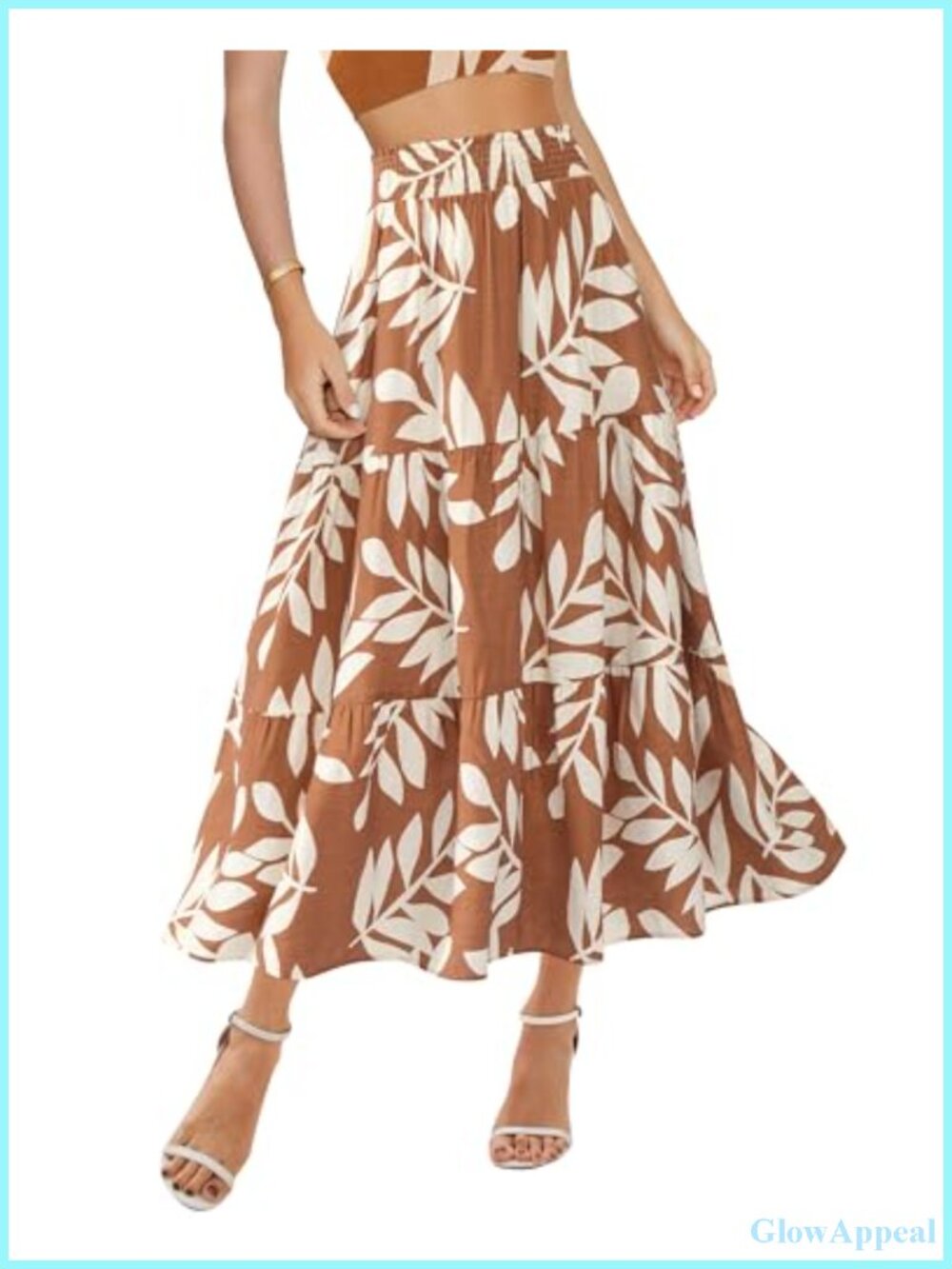 Boho Floral A-Line Midi Maxi Skirt with Pockets